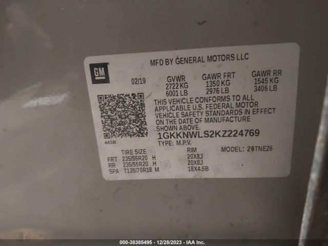 1GKKNWLS2KZ224769 GMC Acadia Slt-2