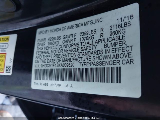 1HGCV1F13KA009620 Honda ACCORD LX