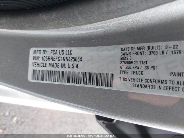 RAM 1500 Big Horn  4x2 5'7 Box 2022 1C6RREFG1NN425064 Image 9
