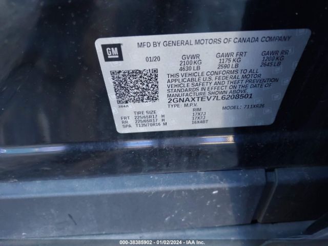 2GNAXTEV7L6208501 Chevrolet Equinox Awd 2fl
