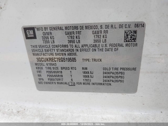 Chevrolet Silverado 1500 2lt 2014 3GCUKREC7EG519505 Image 9
