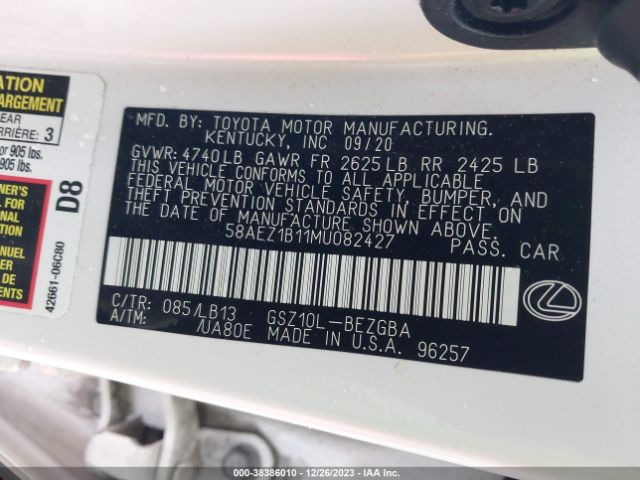 58AEZ1B11MU082427 Lexus Es 350 Luxury