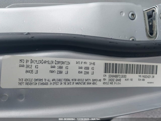 2007 DODGE CALIBER SXT VIN: 1B3HB48B87D126993