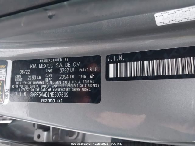 KIA Forte Gt-line 2022 3KPF54AD1NE507699 Image 9