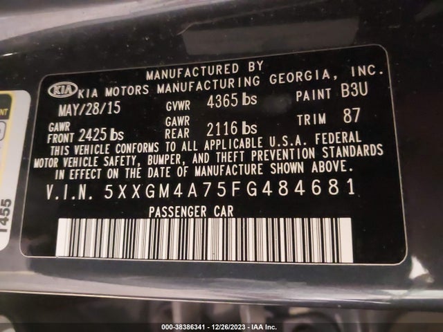 KIA Optima Lx 2015 5XXGM4A75FG484681 Image 9