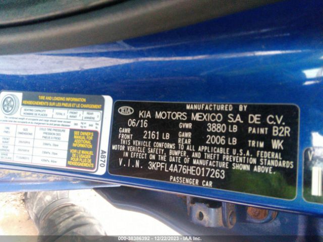 3KPFL4A76HE017263 KIA FORTE LX
