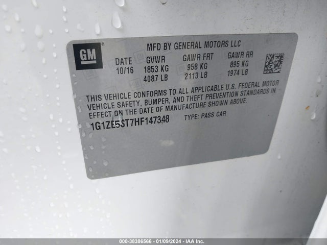 Chevrolet MALIBU 1LT 2017 1G1ZE5ST7HF147348 Image 9