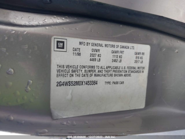1999 BUICK CENTURY CUSTOM VIN: 2G4WS52M0X1453384