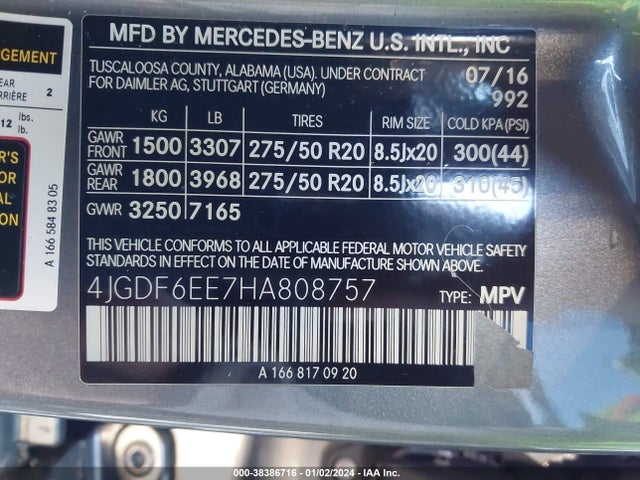 4JGDF6EE7HA808757 Mercedes-Benz Gls 450 4matic