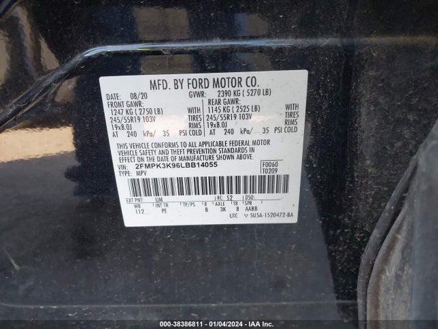 Ford Edge Titanium 2020 2FMPK3K96LBB14055 Image 9