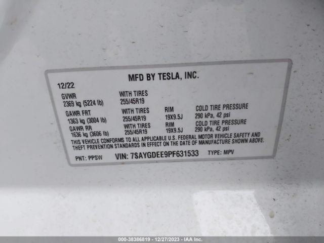 2023 TESLA MODEL Y 7SAYGDEE9PF631533 Photo 8