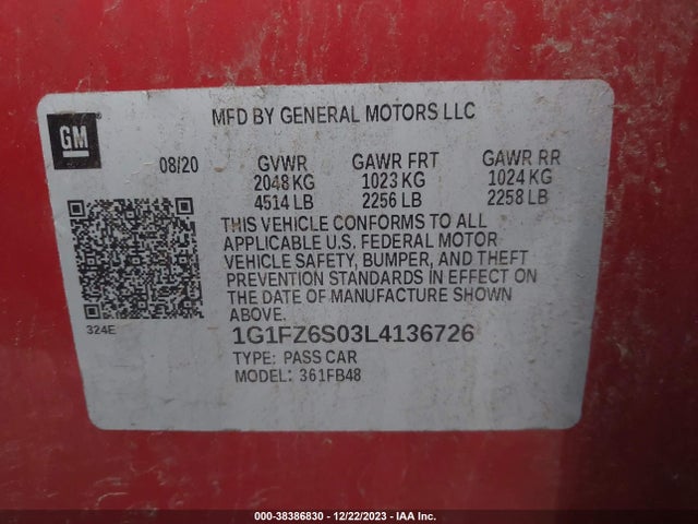 Chevrolet Bolt Ev Premier 2020 1G1FZ6S03L4136726 Image 9