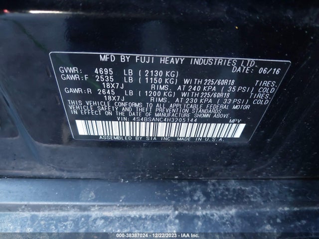 4S4BSANC4H3205144 Subaru Outback 2.5i Limited