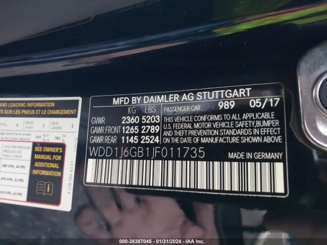 WDD1J6GB1JF011735 Mercedes-Benz E 400 4matic
