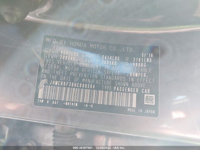 JHMCR6F30HC000564 Honda ACCORD HYBRID