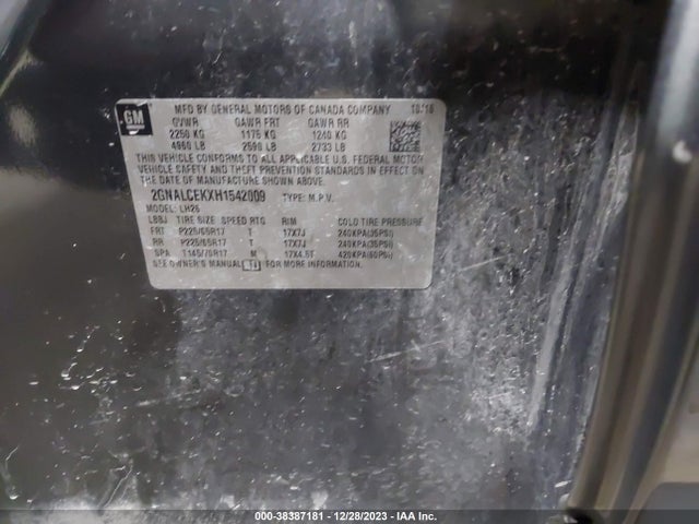 Chevrolet EQUINOX LT 2017 2GNALCEKXH1542009 Image 9