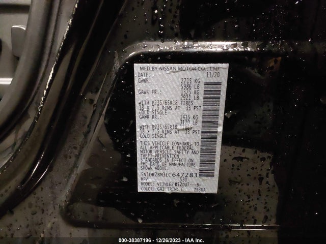 5N1DR2BM3LC647283 Nissan Pathfinder Sv 4wd