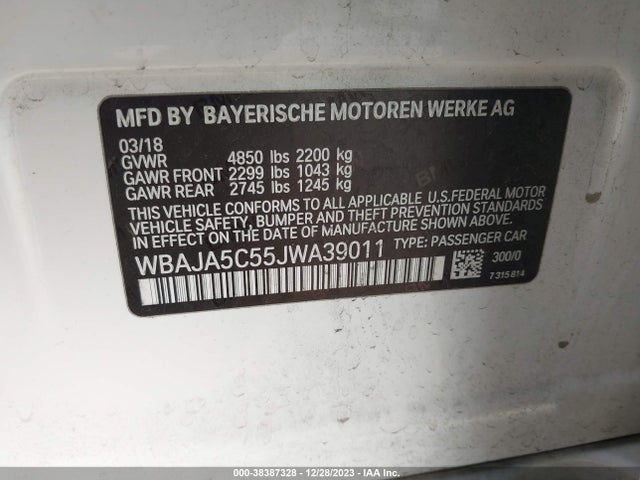 BMW 530I 2018 WBAJA5C55JWA39011 Image 9