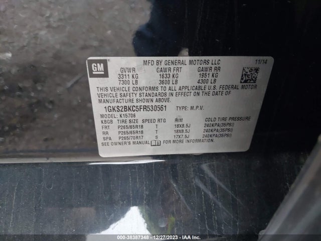 GMC YUKON SLT 2015 1GKS2BKC5FR530561 Image 9