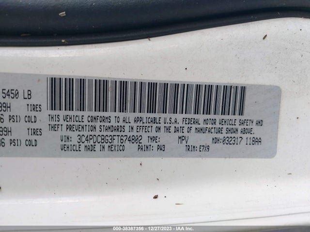 Dodge Journey Sxt 2015 3C4PDCBG3FT674802 Image 9