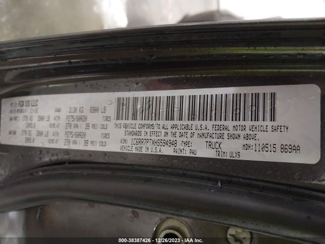 RAM 1500 Limited  4x4 5'7 Box 2017 1C6RR7PTXHS594948 Image 9