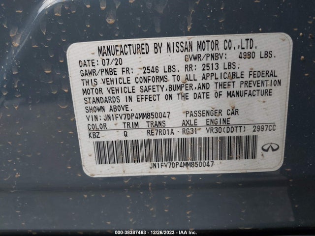 JN1FV7DP4MM850047 Infiniti 3.0l tt
