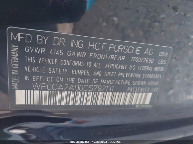 2012 PORSCHE 911 WP0CA2A90CS792131 Photo 8