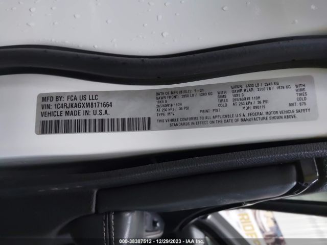 1C4RJKAGXM8171664 Jeep Grand Cherokee L Laredo 4x4