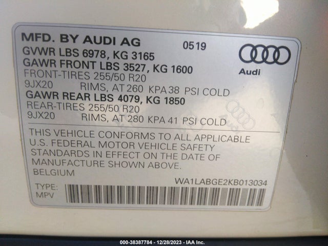 WA1LABGE2KB013034 Audi E-tron Premium Plus