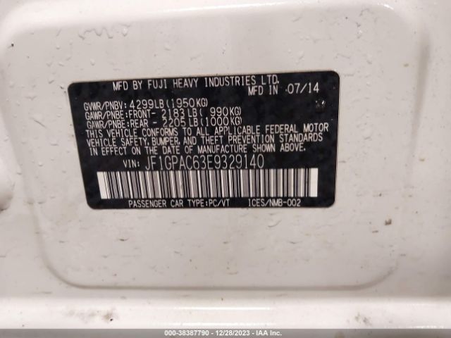 JF1GPAC63E9329140 Subaru Impreza 2.0i Premium