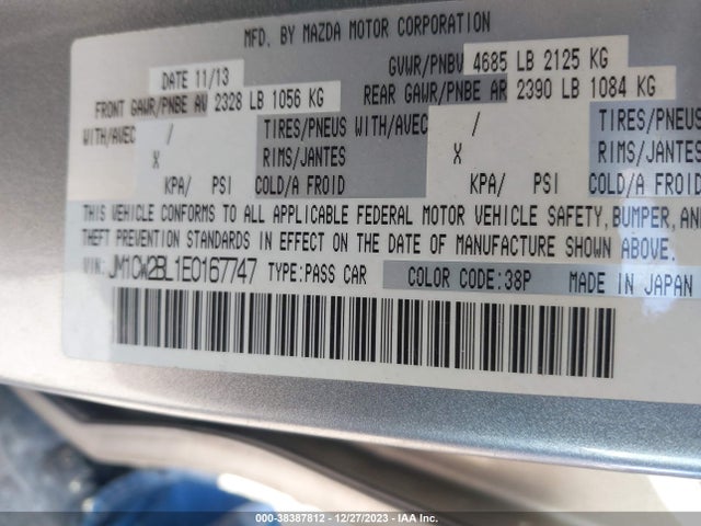 2014 MAZDA MAZDA5 SPORT VIN: JM1CW2BL1E0167747