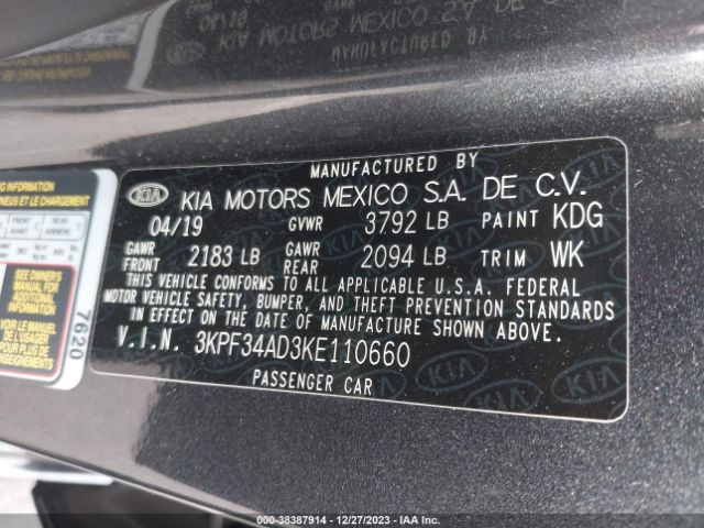 3KPF34AD3KE110660 KIA FORTE S