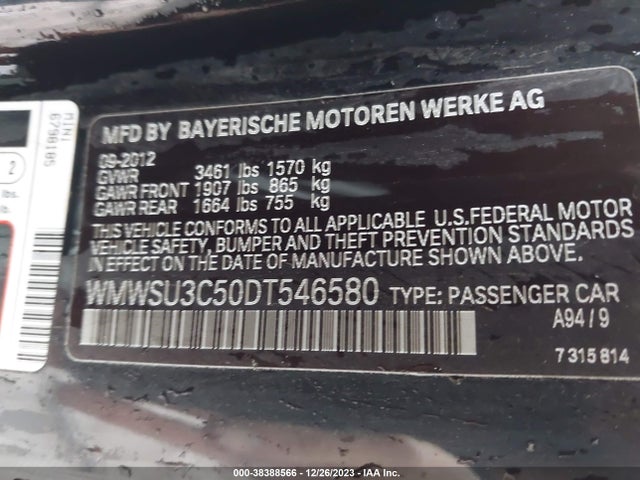 2013 MINI HARDTOP WMWSU3C50DT546580 Photo 8