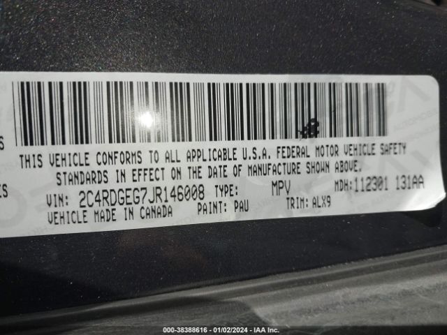 2C4RDGEG7JR146008 Dodge Grand Caravan Gt