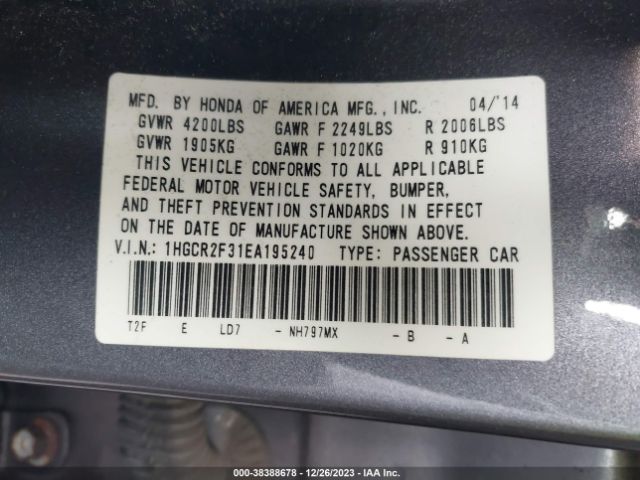 1HGCR2F31EA195240 Honda ACCORD LX