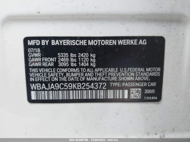 WBAJA9C59KB254372 BMW 530e Iperformance