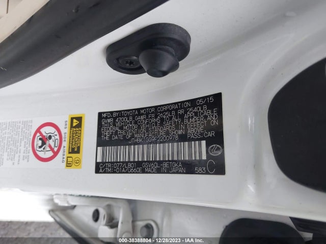 Lexus ES 350 2015 JTHBK1GG9F2200978 Image 9
