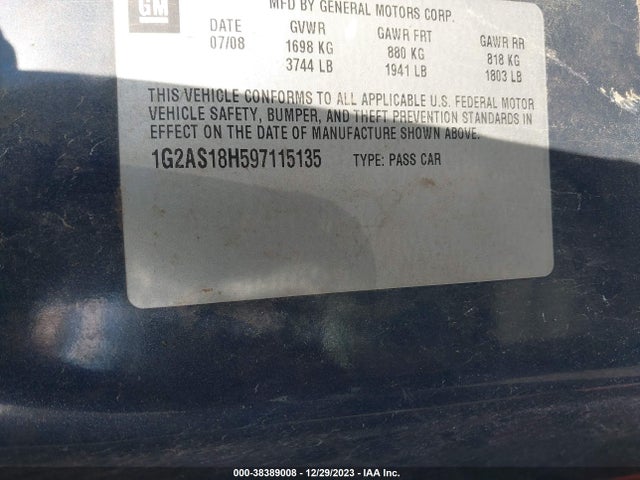 2009 PONTIAC G5 VIN: 1G2AS18H597115135