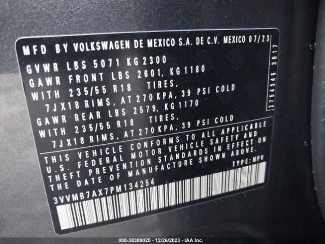 3VVMB7AX7PM134254 Volkswagen Tiguan 2.0t Se