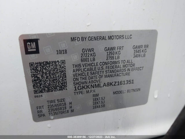 GMC Acadia Slt-1 2019 1GKKNMLA8KZ161351 Image 9