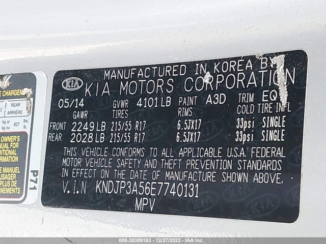 KIA SOUL + 2014 KNDJP3A56E7740131 Image 9