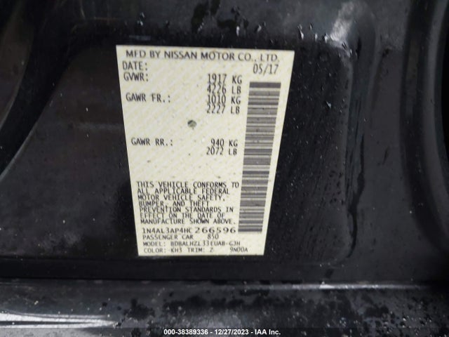 Nissan Altima 2.5 Sr 2017 1N4AL3AP4HC266596 Image 9