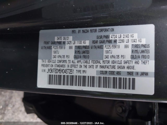2021 MAZDA CX-5 GRAND TOURING VIN: JM3KFBDM5M0467251
