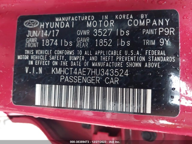Hyundai Accent Value Edition 2017 KMHCT4AE7HU343524 Image 9