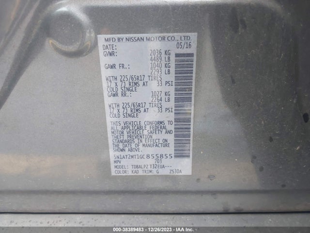 Nissan ROGUE S 2016 5N1AT2MT1GC855855 Image 9