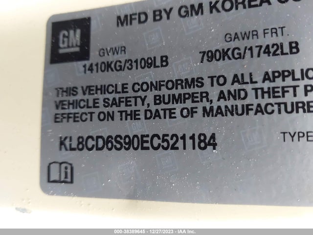 Chevrolet Spark 1lt Auto 2014 KL8CD6S90EC521184 Image 9