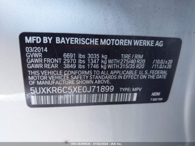 5UXKR6C5XE0J71899 BMW X5 Xdrive50i