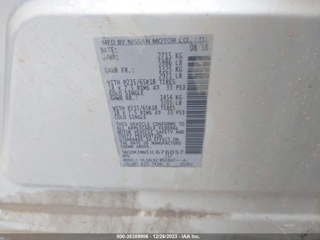 Nissan Pathfinder S 2018 5N1DR2MN3JC676057 Image 9