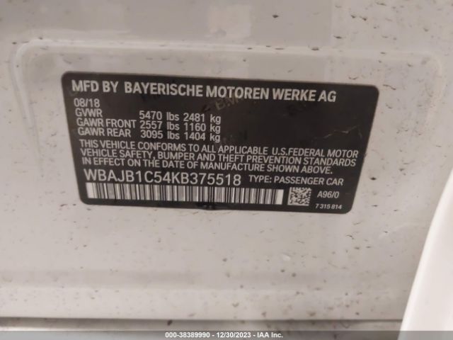WBAJB1C54KB375518 BMW 530e Xdrive Iperformance