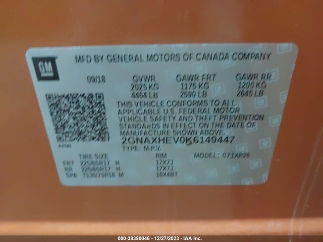 Chevrolet EQUINOX LS 2019 2GNAXHEV0K6149447 Image 9
